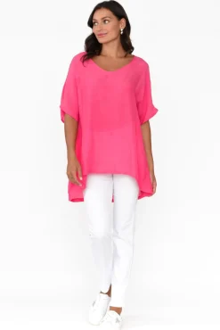 Cotton Tops<Cotton Village Elvira Hot Pink Drape Top