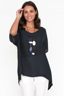 Cotton Tops<Cotton Village Elvira Navy Drape Top