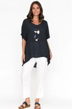 Cotton Tops<Cotton Village Elvira Navy Drape Top
