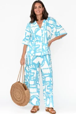 Shirts<Label of Love Emberly Blue Abstract Shirt