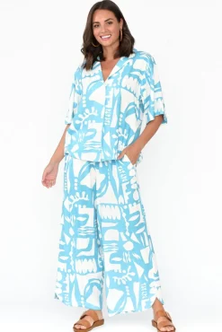 Shirts<Label of Love Emberly Blue Abstract Shirt