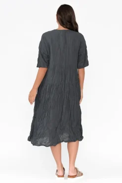 Cotton Dresses<Namastai Embry Ash Grey Crinkle Cotton Dress