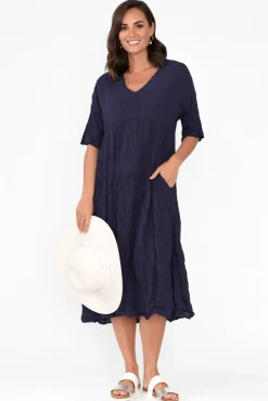 Cotton Dresses<Namastai Embry Navy Crinkle Cotton Dress