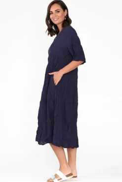 Cotton Dresses<Namastai Embry Navy Crinkle Cotton Dress