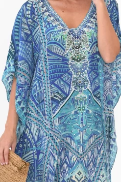 Above Knee Dresses<Fashion Spectrum Emen Blue Silk Kaftan