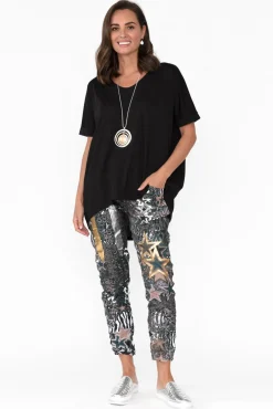 Cotton Tops<Tirelli Emiko Black Drape Cotton Top