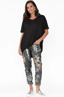 Cotton Tops<Tirelli Emiko Black Drape Cotton Top