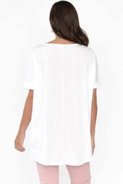 Cotton Tops<Tirelli Emiko White Drape Cotton Top