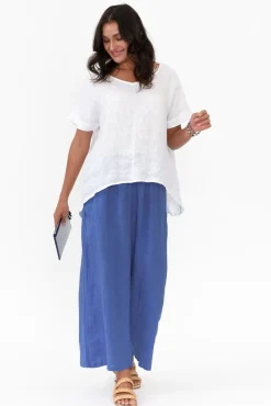 Pants<Cali and Co Emilio Cobalt Linen Wide Leg Pant
