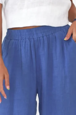 Pants<Cali and Co Emilio Cobalt Linen Wide Leg Pant