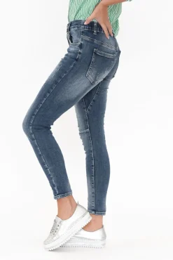 Jeans<Italian Star Emma Blue Denim Distressed Stretch Jean