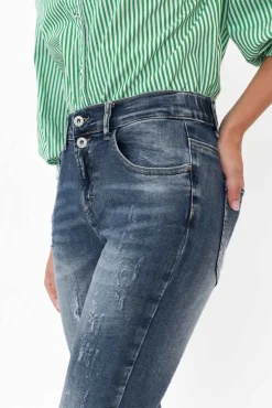 Jeans<Italian Star Emma Blue Denim Distressed Stretch Jean