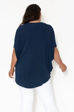 Tunic Tops<PQ Emory Navy Bamboo Hi Lo Batwing Top