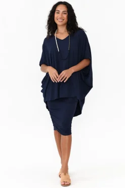 Tunic Tops<PQ Emory Navy Bamboo Hi Lo Batwing Top