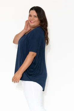 Tunic Tops<PQ Emory Navy Bamboo Hi Lo Batwing Top