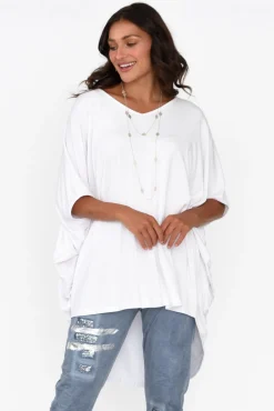 Tunic Tops<Pq Emory White Bamboo Batwing Top