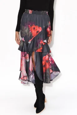 Skirts<Fate Becker Enough Navy Floral Ruffle Skirt