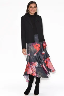 Skirts<Fate Becker Enough Navy Floral Ruffle Skirt