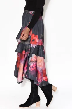 Skirts<Fate Becker Enough Navy Floral Ruffle Skirt