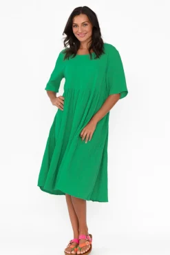Cotton Dresses<La Mode Esmerelda Emerald Cotton Tier Dress