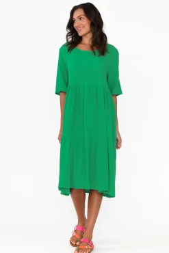 Cotton Dresses<La Mode Esmerelda Emerald Cotton Tier Dress