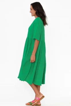 Cotton Dresses<La Mode Esmerelda Emerald Cotton Tier Dress