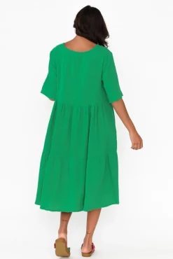 Cotton Dresses<La Mode Esmerelda Emerald Cotton Tier Dress