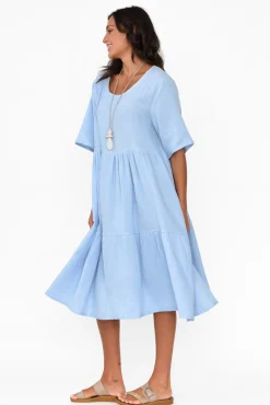 Cotton Dresses<La Mode Esmerelda Sky Cotton Tier Dress