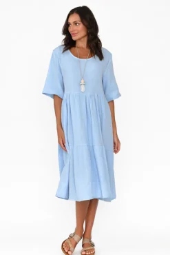 Cotton Dresses<La Mode Esmerelda Sky Cotton Tier Dress