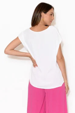 Sleeved Tops<Slate the Label Essi White Shell Top