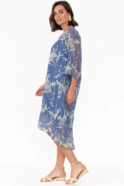 Cotton Dresses<Caju Eugene Blue Abstract Sequin Cotton Dress