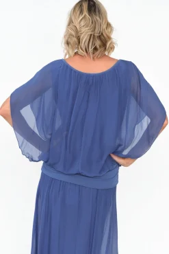 Sleeved Tops<Fabuler Evaline Cobalt Silk Layer Top