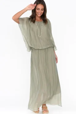 Sleeved Tops<Fabuler Evaline Sage Silk Layer Top