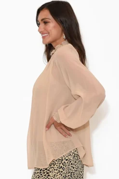 Sleeved Tops<Fate Becker Eventide Tan Bishop Sleeve Top