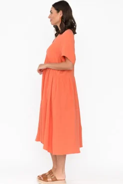 Cotton Dresses<La Mode Evianna Peach Cotton Peak Dress