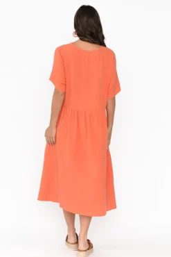Cotton Dresses<La Mode Evianna Peach Cotton Peak Dress