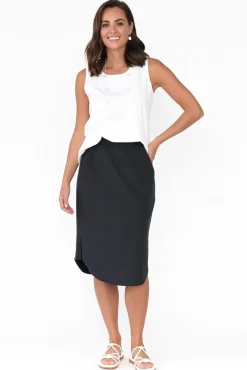 Skirts<Betty Basics Evie Charcoal Cotton Blend Skirt