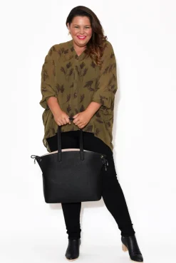 Tunic Tops<Slate the Label Fallon Khaki Fern Batwing Top