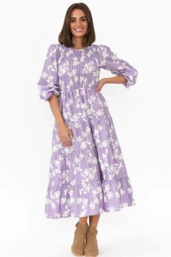 Cotton Dresses<Dear Sutton Fallon Lilac Floral Cotton Poplin Dress