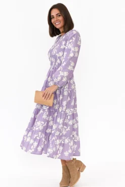 Cotton Dresses<Dear Sutton Fallon Lilac Floral Cotton Poplin Dress