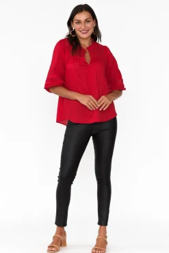 Sleeved Tops<Fate Becker Faraway Red Ladder Trim Top