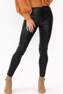 Pants<Willow Tree Faulkner Black Wet Look Stretch Pant