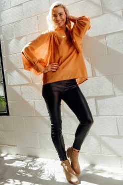 Pants<Willow Tree Faulkner Black Wet Look Stretch Pant