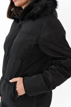 Jackets<Hammock u0026 Vine Faye Black Faux Fur Puffer Jacket