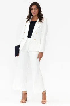 Jackets<La Strada Feena White Double Breasted Blazer