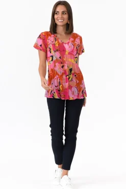 Cotton Tops<One Summer Fia Pink Poppy Cotton Top
