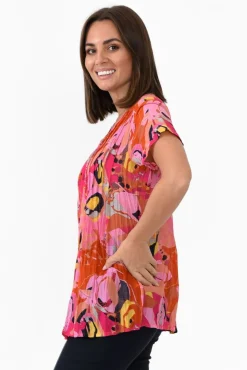 Cotton Tops<One Summer Fia Pink Poppy Cotton Top