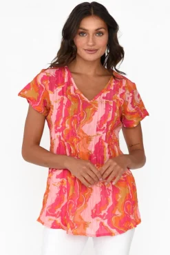 Cotton Tops<One Summer Fia Pink Swirl Cotton Top