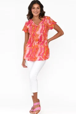Cotton Tops<One Summer Fia Pink Swirl Cotton Top