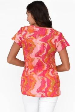Cotton Tops<One Summer Fia Pink Swirl Cotton Top